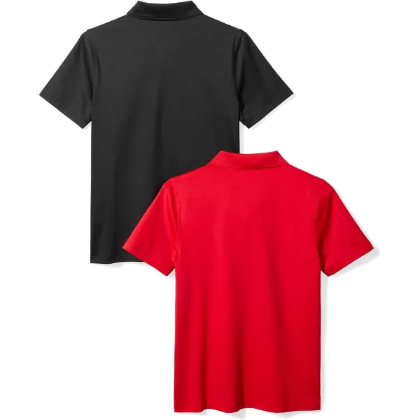 Amazon Essentials Boys and Toddlers Active Performance Polo Shirts Pack of 2BlackRed