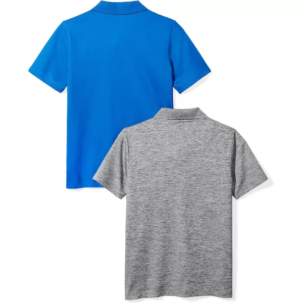 Amazon Essentials Boys and Toddlers Active Performance Polo Shirts Pack of 2Grey Space DyeRoyal Blue