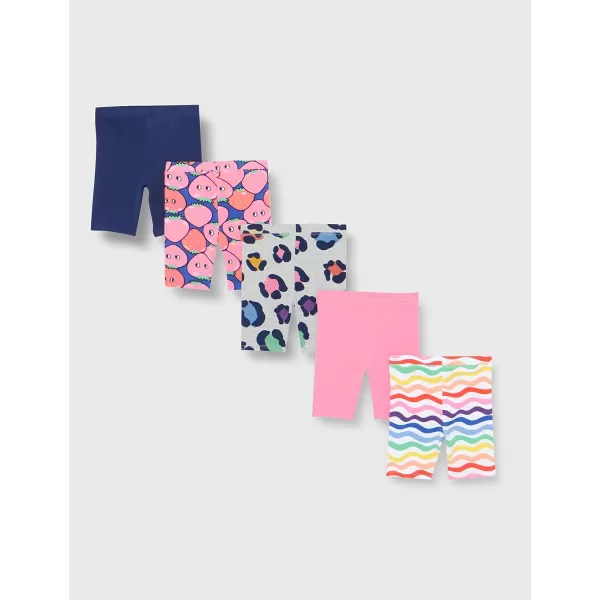 Amazon Essentials Girls and Toddlers Midi Bike Shorts Previously Spotted Zebra MultipacksStrawberryGrey CheetahNavyPink