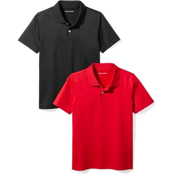 Amazon Essentials Boys and Toddlers Active Performance Polo Shirts Pack of 2BlackRed