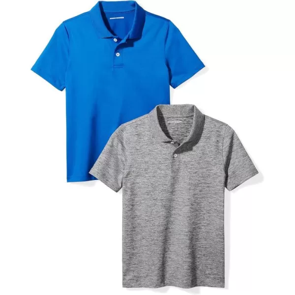 Amazon Essentials Boys and Toddlers Active Performance Polo Shirts Pack of 2Grey Space DyeRoyal Blue