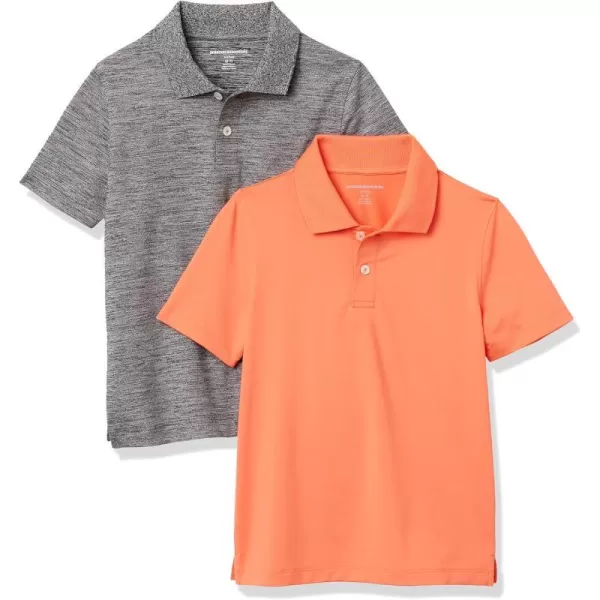 Amazon Essentials Boys and Toddlers Active Performance Polo Shirts Pack of 2OrangeGrey