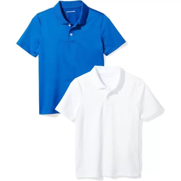 Amazon Essentials Boys and Toddlers Active Performance Polo Shirts Pack of 2Royal BlueWhite