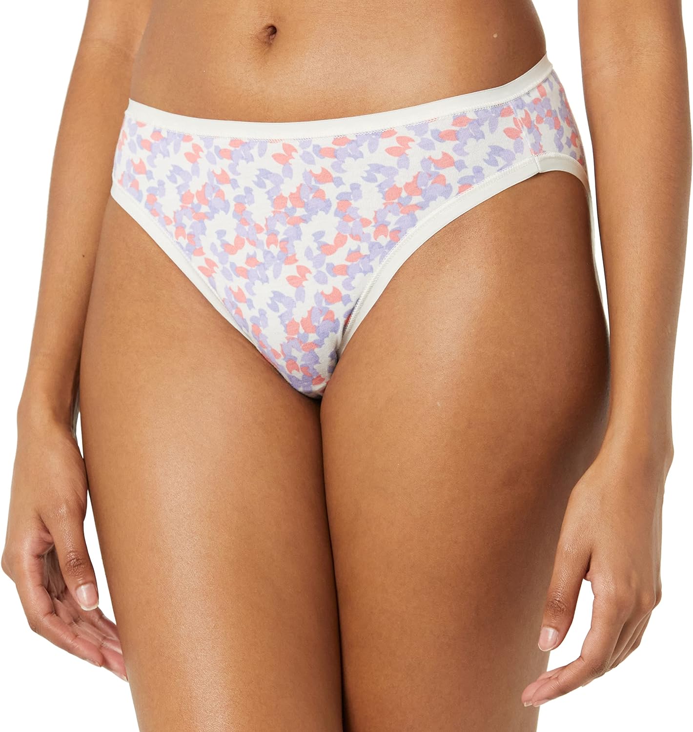 Amazon Essentials Womens Cotton High Leg Brief Underwear Available in Plus Size Multipacks10 MulticolorCheckedDitsy FloralFloral