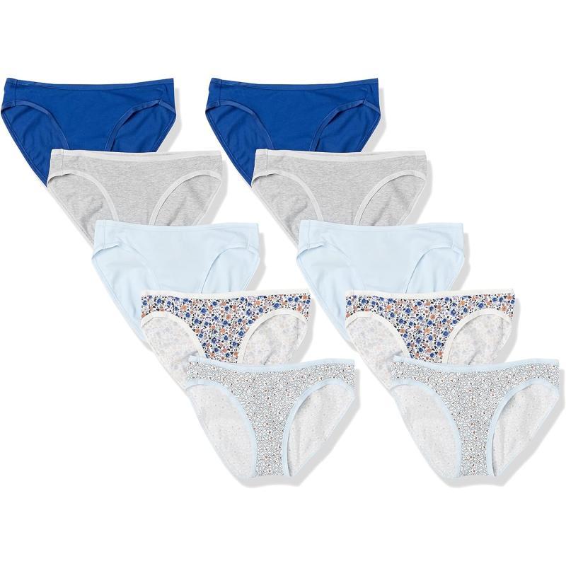 Amazon Essentials Womens Cotton Bikini Brief Underwear Available in Plus Size Multipacks10 MulticolorDitsy FloralFloral