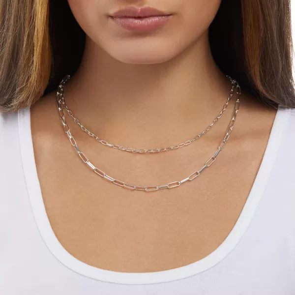 Amazon Essentials 14K Double Paperclip Chain Layered NecklaceSilver