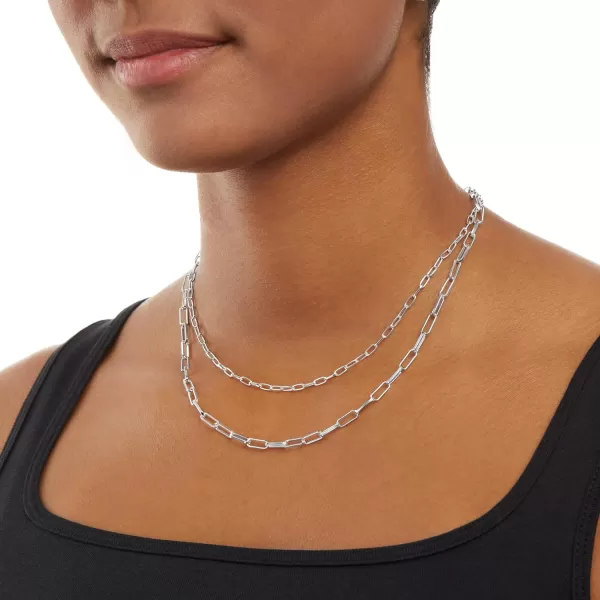 Amazon Essentials 14K Double Paperclip Chain Layered NecklaceSilver