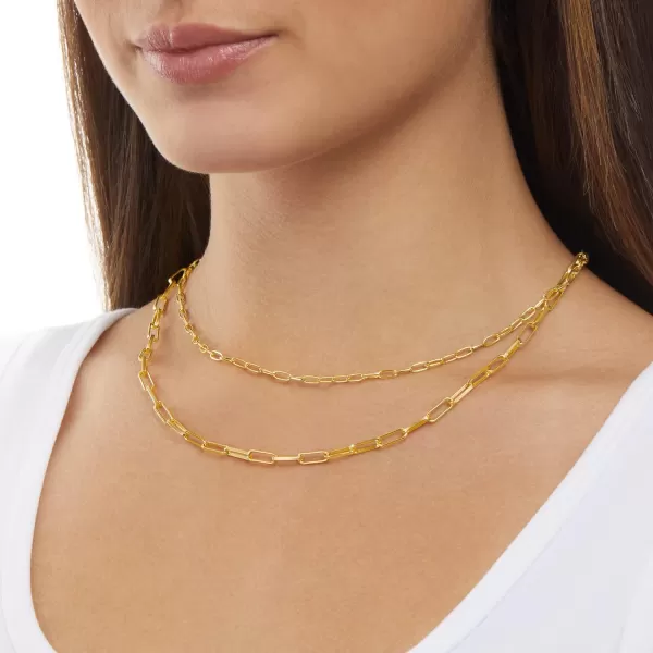 Amazon Essentials 14K Double Paperclip Chain Layered NecklaceYellow Gold