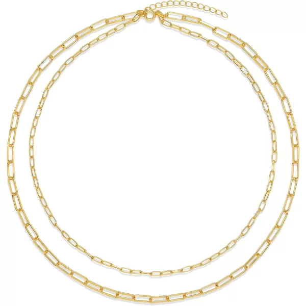 Amazon Essentials 14K Double Paperclip Chain Layered NecklaceYellow Gold