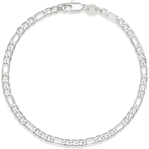 Amazon Essentials 14K Gold Plated Figaro Chain BraceletSilver 4 mm