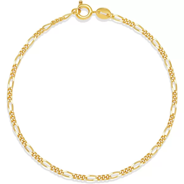 Amazon Essentials 14K Gold Plated Figaro Chain BraceletYellow Gold 2 mm