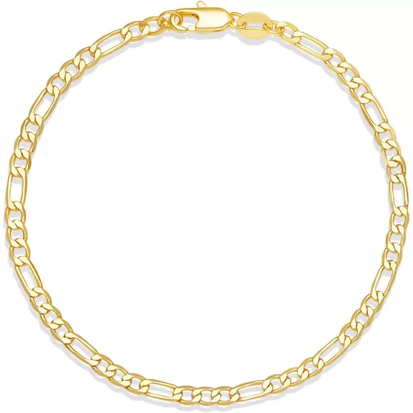 Amazon Essentials 14K Gold Plated Figaro Chain BraceletYellow Gold 4 mm