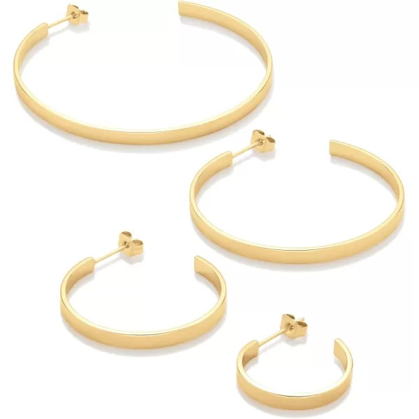 Amazon Essentials 14K Gold Plated Square Edge HoopYellow Gold 30 mm