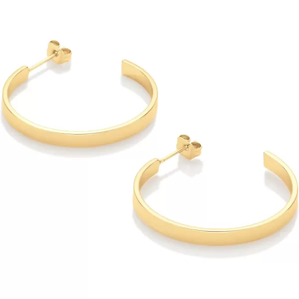 Amazon Essentials 14K Gold Plated Square Edge HoopYellow Gold 30 mm