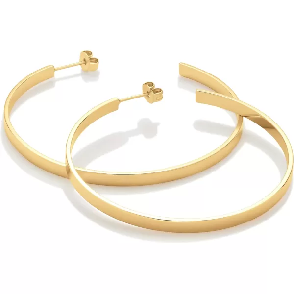 Amazon Essentials 14K Gold Plated Square Edge HoopYellow Gold 50 mm