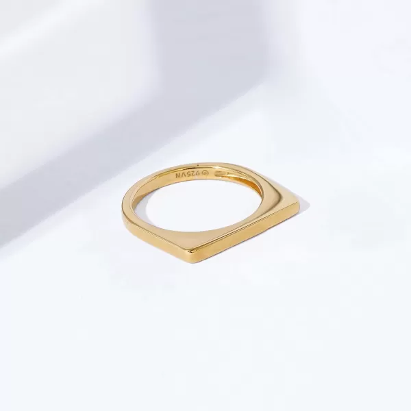 Amazon Essentials 14K Gold Plated Sterling Silver Bar RingYellow Gold 5