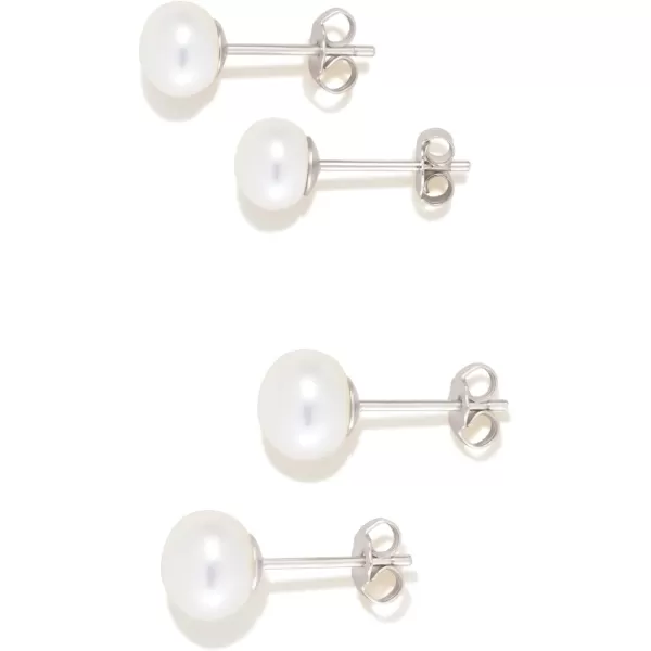 Amazon Essentials 14K Gold Plated Sterling Silver Freshwater Pearl StudSilver 6 mm