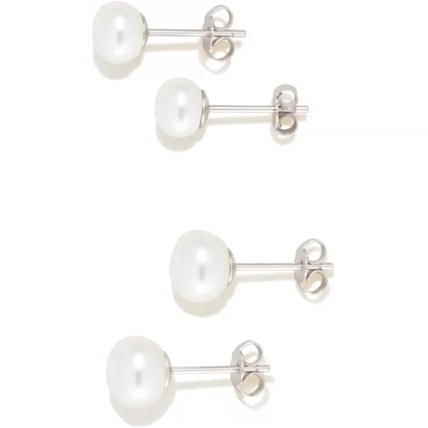 Amazon Essentials 14K Gold Plated Sterling Silver Freshwater Pearl StudSilver 8 mm