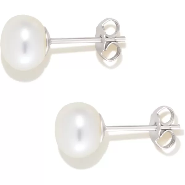 Amazon Essentials 14K Gold Plated Sterling Silver Freshwater Pearl StudSilver 8 mm