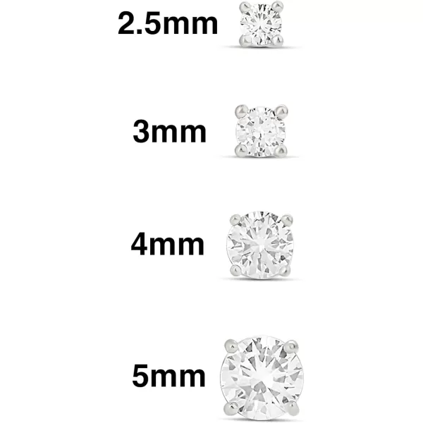 Amazon Essentials 14K Gold Plated Sterling Silver Round or Princess Cut Cubic Zirconia Stud Earring SetRound Silver 25 mm3 mm4 mm5 mm