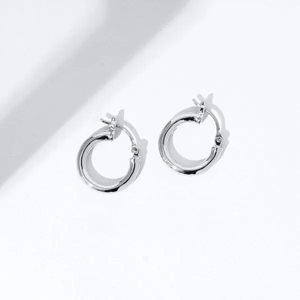 Amazon Essentials 14K Gold or Rhodium Plated Full Round Hoop EarringsSilver 15mm