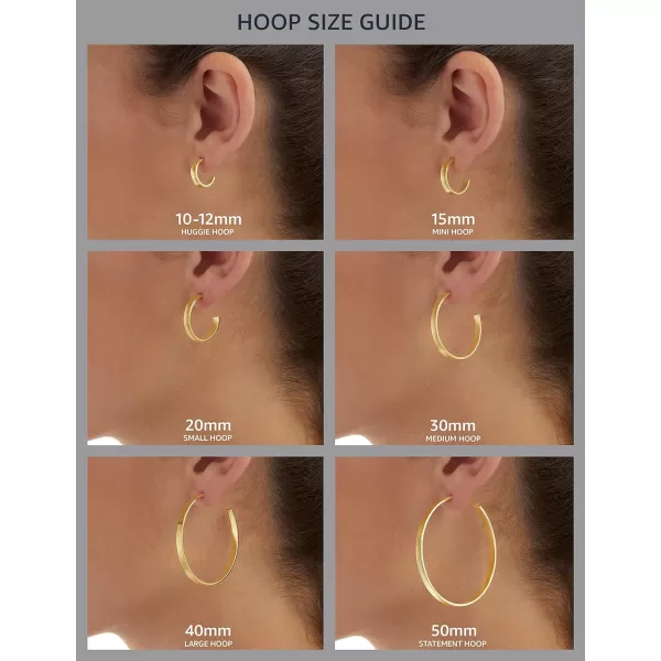 Amazon Essentials 14K Gold or Rhodium Plated Full Round Hoop EarringsSilver 15mm