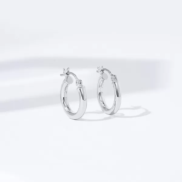 Amazon Essentials 14K Gold or Rhodium Plated Full Round Hoop EarringsSilver 15mm