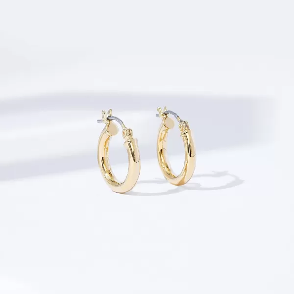 Amazon Essentials 14K Gold or Rhodium Plated Full Round Hoop EarringsYellow Gold 15mm