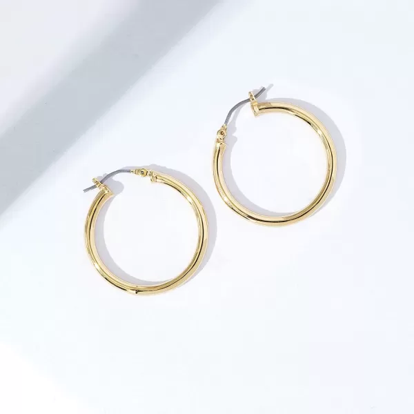 Amazon Essentials 14K Gold or Rhodium Plated Full Round Hoop EarringsYellow Gold 30mm