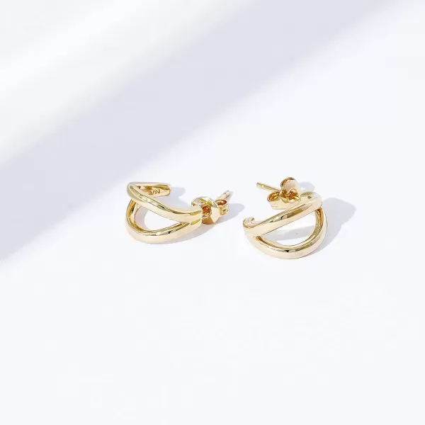 Amazon Essentials 14K Gold or Rhodium Plated Split HoopsYellow Gold Double