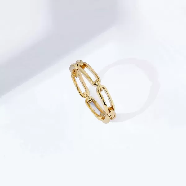 Amazon Essentials 14K Gold or Rhodium Plated Sterling Silver Chain Link Band RingYellow Gold 10