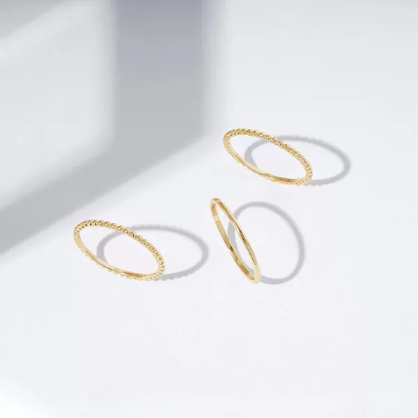 Amazon Essentials 14K Gold or Rhodium Plated Sterling Silver Stacking Ring Set of 3Yellow Gold 10