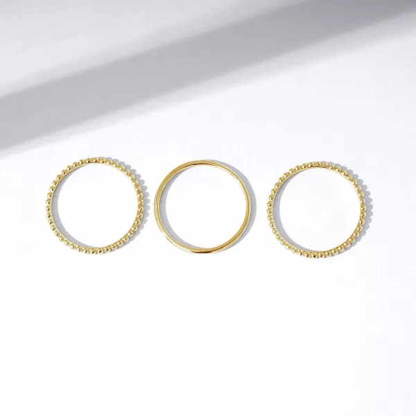 Amazon Essentials 14K Gold or Rhodium Plated Sterling Silver Stacking Ring Set of 3Yellow Gold 10