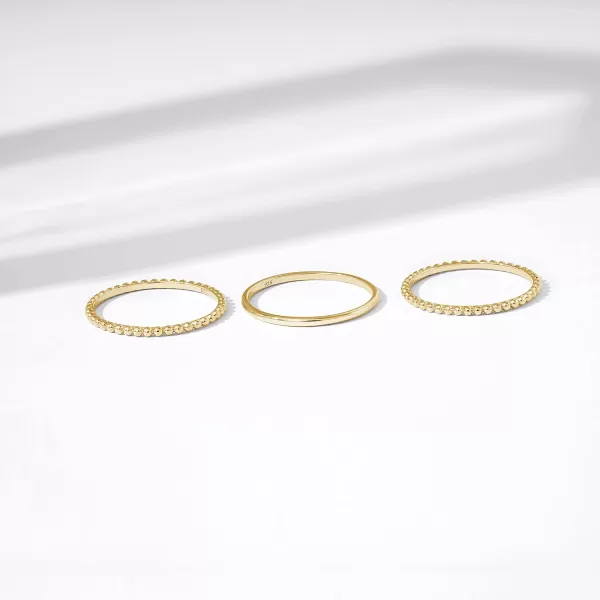 Amazon Essentials 14K Gold or Rhodium Plated Sterling Silver Stacking Ring Set of 3Yellow Gold 10