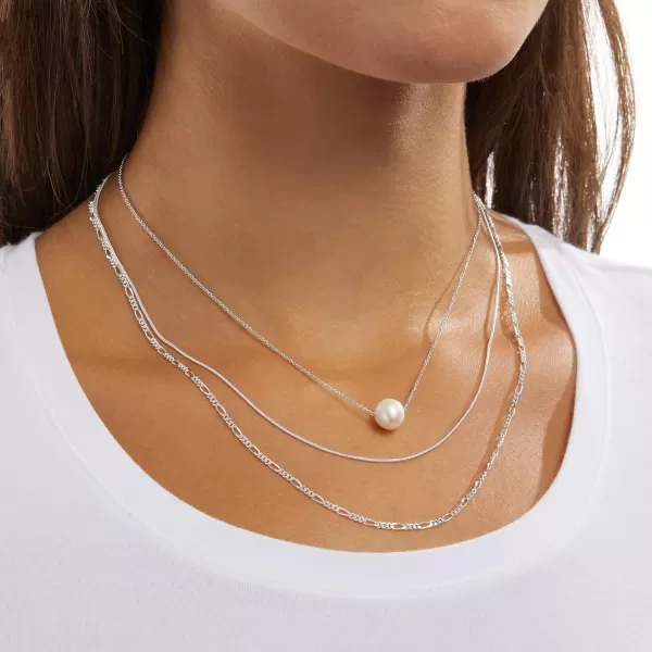 Amazon Essentials 14K Gold or Sterling Silver Freshwater Pearl Pendant NecklaceSilver