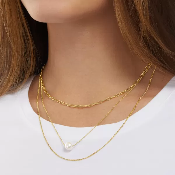 Amazon Essentials 14K Gold or Sterling Silver Freshwater Pearl Pendant NecklaceYellow Gold