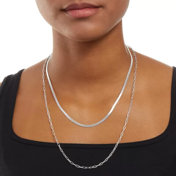 Amazon Essentials 14K Gold or Sterling Silver Plated Herringbone Chain NecklaceSilver 16 3 mm