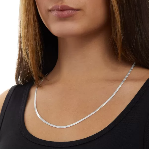 Amazon Essentials 14K Gold or Sterling Silver Plated Herringbone Chain NecklaceSilver 20 3 mm