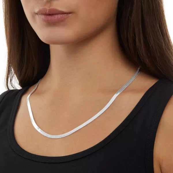 Amazon Essentials 14K Gold or Sterling Silver Plated Herringbone Chain NecklaceSilver 20 4 mm