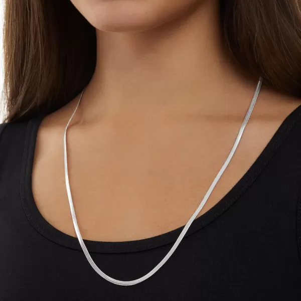 Amazon Essentials 14K Gold or Sterling Silver Plated Herringbone Chain NecklaceSilver 24 3 mm