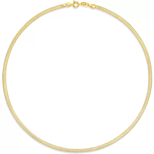 Amazon Essentials 14K Gold or Sterling Silver Plated Herringbone Chain NecklaceYellow Gold 16 3 mm