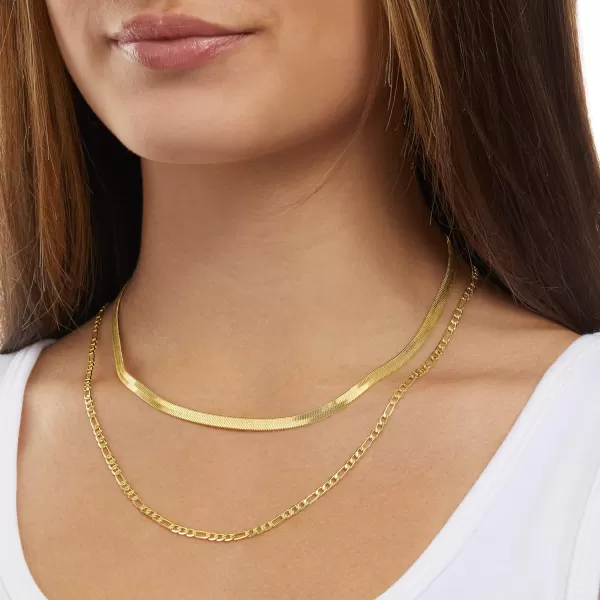 Amazon Essentials 14K Gold or Sterling Silver Plated Herringbone Chain NecklaceYellow Gold 16 4 mm