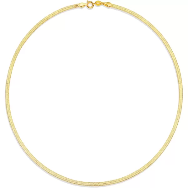 Amazon Essentials 14K Gold or Sterling Silver Plated Herringbone Chain NecklaceYellow Gold 18 3 mm