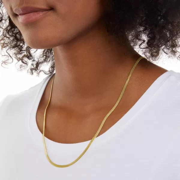 Amazon Essentials 14K Gold or Sterling Silver Plated Herringbone Chain NecklaceYellow Gold 20 3 mm