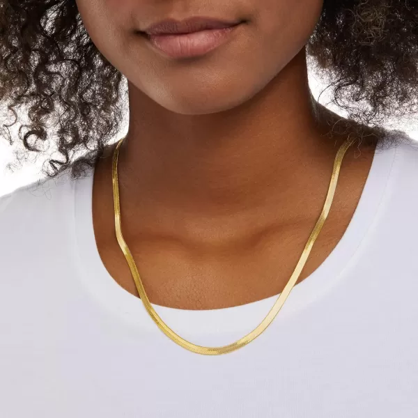 Amazon Essentials 14K Gold or Sterling Silver Plated Herringbone Chain NecklaceYellow Gold 20 4 mm