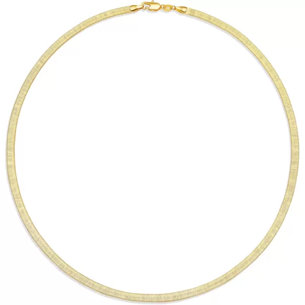 Amazon Essentials 14K Gold or Sterling Silver Plated Herringbone Chain NecklaceYellow Gold 20 4 mm