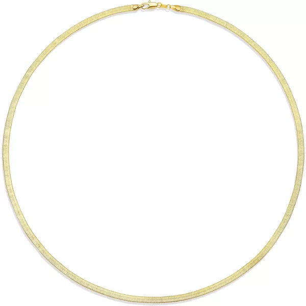 Amazon Essentials 14K Gold or Sterling Silver Plated Herringbone Chain NecklaceYellow Gold 24 4 mm