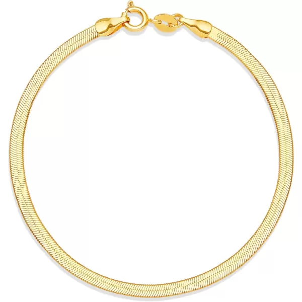 Amazon Essentials 14K Gold or Sterling Silver Plated Herringbone Chain NecklaceYellow Gold 75 3 mm