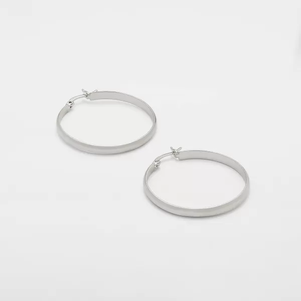 Amazon Essentials 14K Gold or Sterling Silver Plated Polished Dome HoopSilver 35 mm