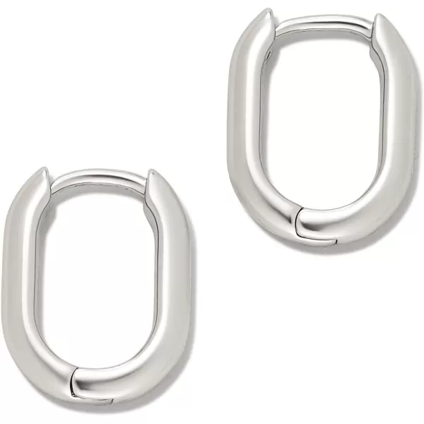 Amazon Essentials 14k Gold Plated or Silver Plated Modern Oval Hoop EarringsSilver